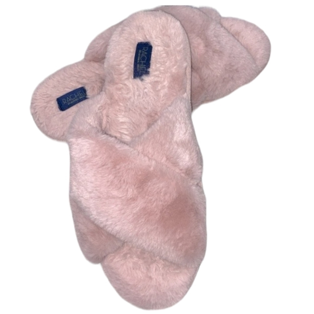 RACHEL ZOE pink furry slippers size 9-10